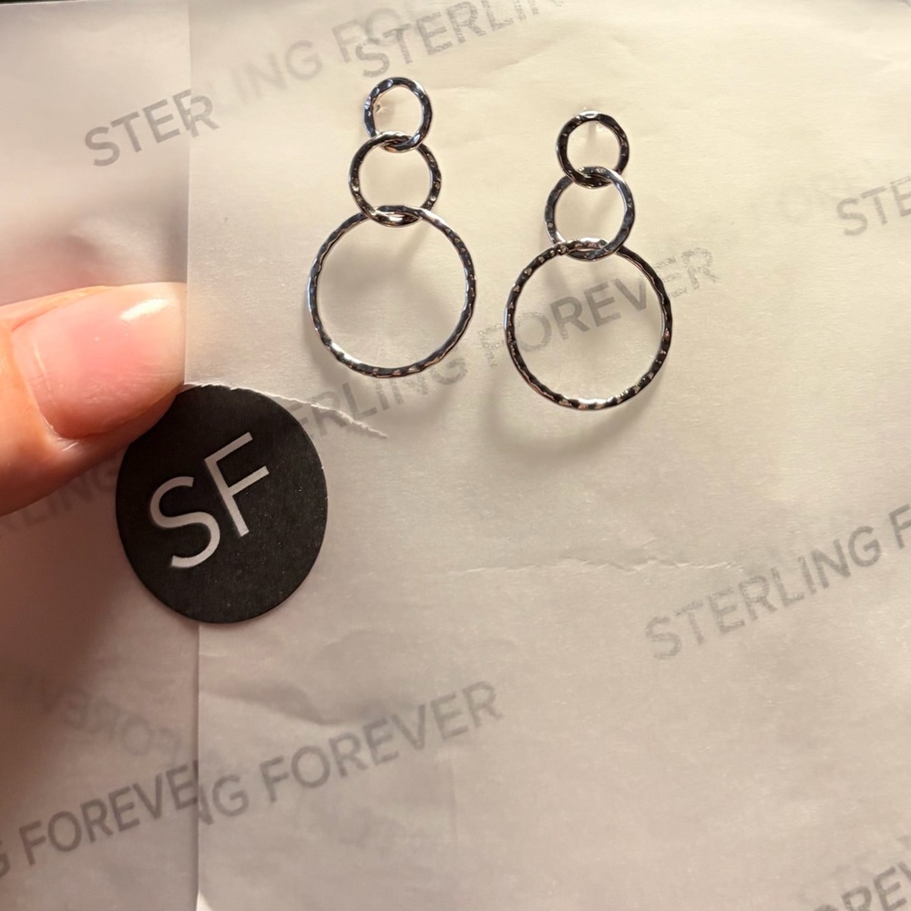 Sterling Forever Chic Textured Silver Hoop Earrings